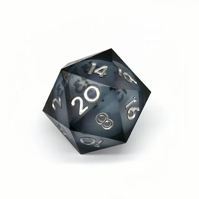 Glitter in Clear & Black Liquid Sharp Resin - D20 RPG Dice