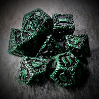 Thumbnail for 7pcs Dice Metal Druid Vine Green Font Black