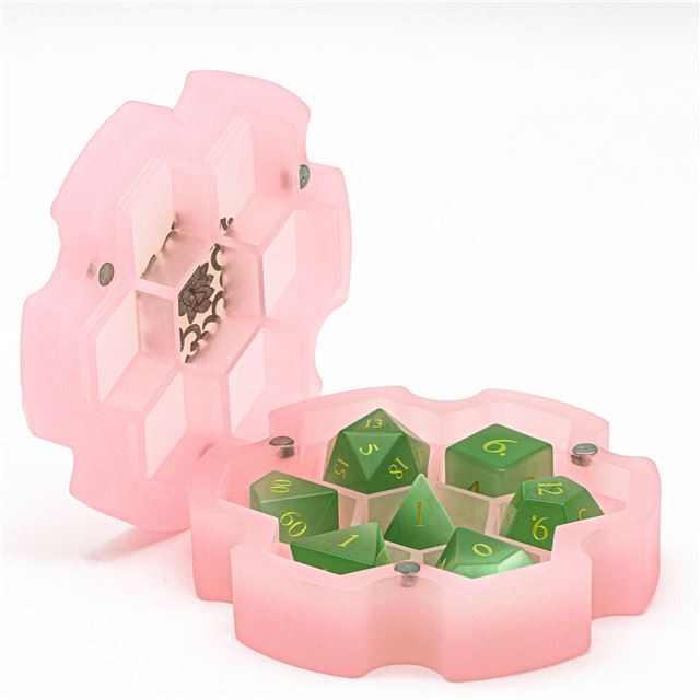 Frosted Gold & Pink Resin with 7 Slots - Dice Storage