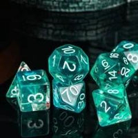 Thumbnail for 7pcs Dice Resin Swirl White Font Clear Blue Multicolour