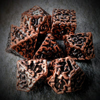 Thumbnail for 7pcs RPG Dice Set - Black Wash over Copper Metal Brains