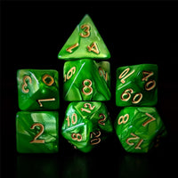 Thumbnail for Green Silk Acrylic - 7pcs RPG Full Dice Set Dark Stack