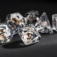 Thumbnail for 7pcs Dice Resin Filled Black Font Skull Clear