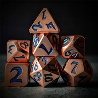 Thumbnail for Blue Font in Copper Metal - 7pcs RPG Dice Set