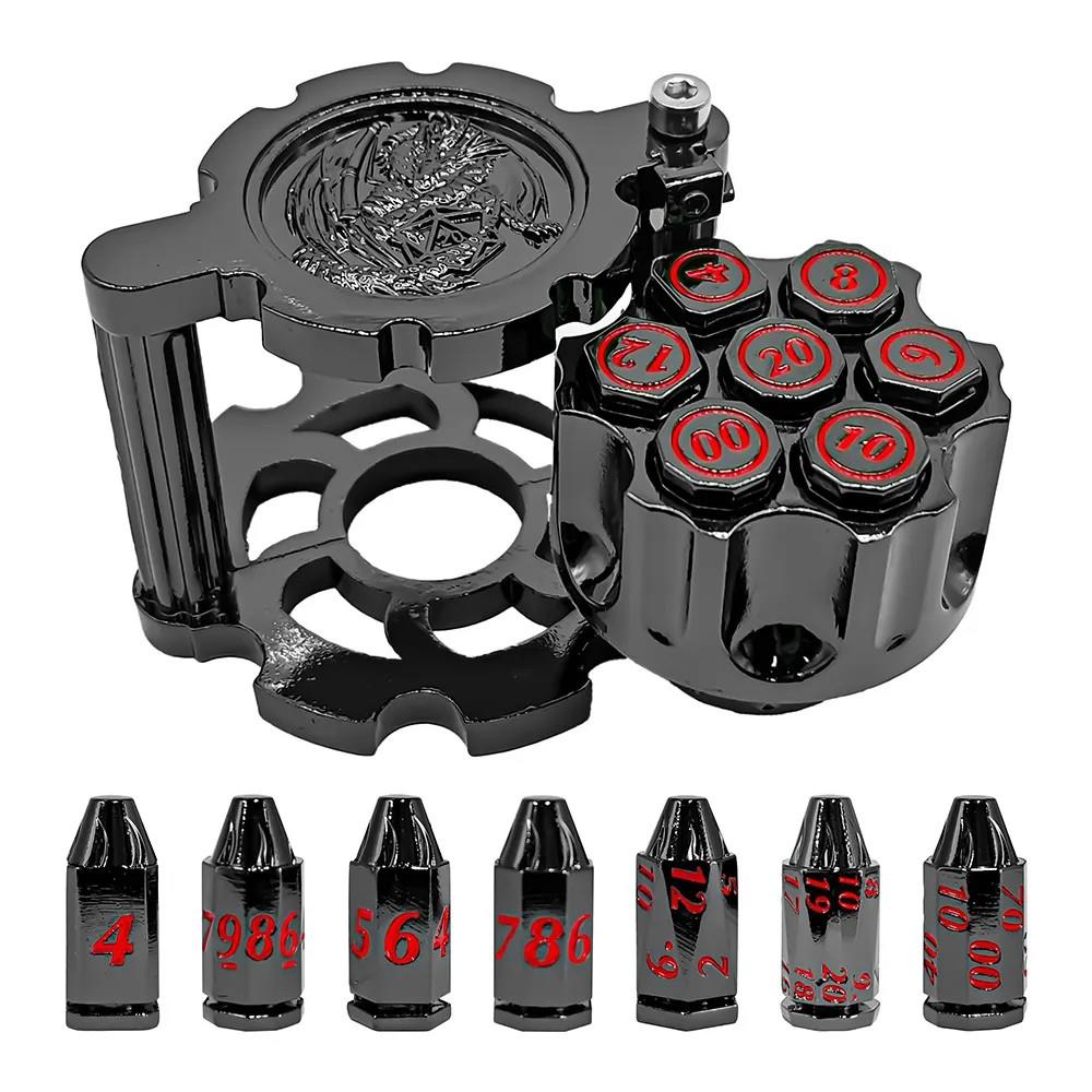 Dice Metal Spinner Six Shooter Red Font Nickel