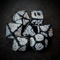 Thumbnail for Washed White on Black Acrylic - 7pcs RPG Full Dice Set