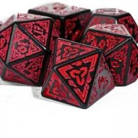 Thumbnail for Red Celtic Knot on Black Acrylic - 7pcs RPG Full Dice Set