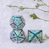 Thumbnail for White Pattern on Grey with Candy Sharp Resin - 7pcs RPG Dice Set