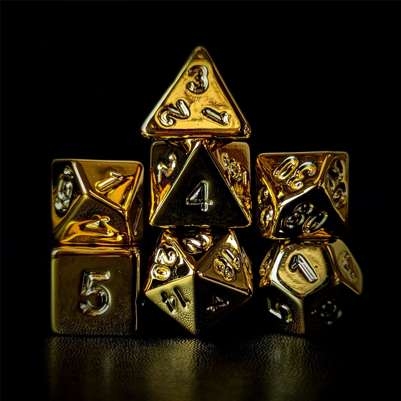 Yellow Metallic Acrylic - 7pcs RPG Dice Set