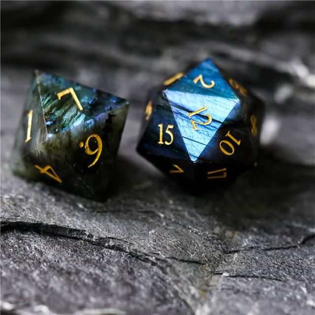 Blue Labradorite Gemstone - 7pcs RPG Dice Set