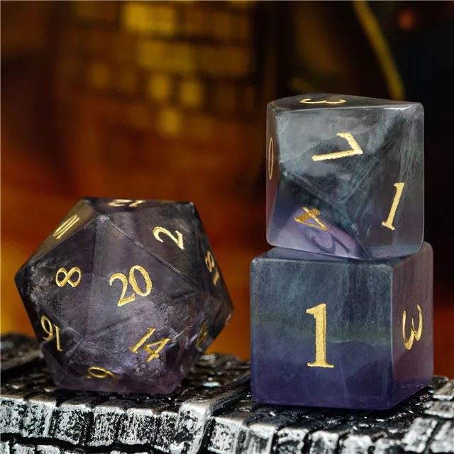 Blue Fluorite Gemstone - 7pcs RPG Dice Set