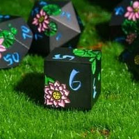 Thumbnail for Pink Lotus Flower in Nickel Metal - 7pcs RPG Dice Set