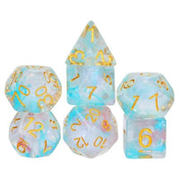 Thumbnail for Blue & Pink Swirl in Clear Resin - 7pcs RPG Full Dice Set
