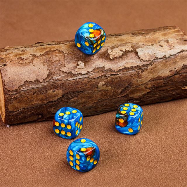 12mm Blue & Brown Acrylic - 10pcs D6 RPG Dice Set