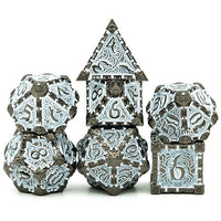 Thumbnail for 7pcs Dice Metal Dagger Nickel Font White