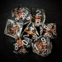 Thumbnail for Shield in Clear & Black Resin - 7pcs RPG Full Dice Set