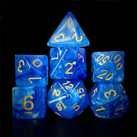 Thumbnail for Blue Silk Acrylic - 7pcs RPG Full Dice Set Dark Stack