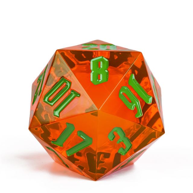 Orange & Clear Sharp Acrylic - D20 RPG Dice