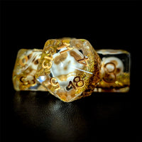 Thumbnail for Skull & Gold Glitter in Clear Resin - 7pcs RPG Full Dice Set