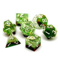 Thumbnail for Tropical Rainforest in Green Filled Sharp Resin - 7pcs RPG Dice Set