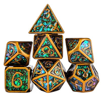 Thumbnail for Glitter Pink Enamel in Gold Metal - 7pcs RPG Dice Set