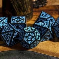 Thumbnail for Blue Celtic Knot on Black Acrylic - 7pcs RPG Full Dice Set