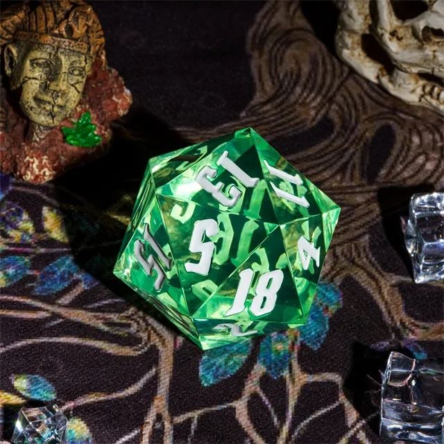 Clear & Green Sharp Acrylic - D20 RPG Dice