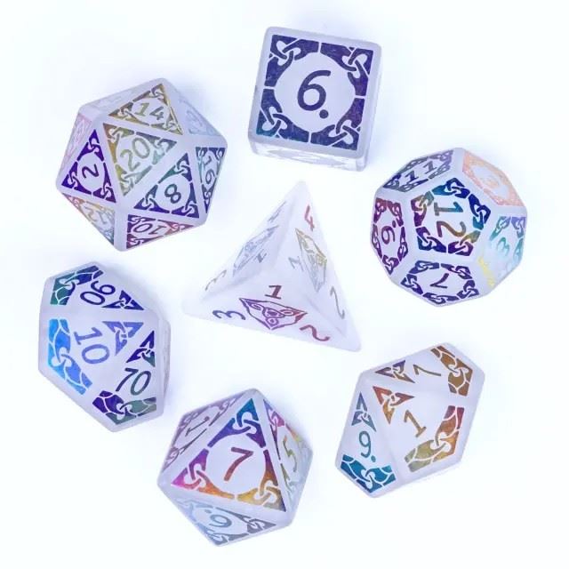 White Quartz Gemstone - 7pcs RPG Dice Set