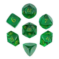 Thumbnail for 7pcs Dice Gem Glass Facet Gold Font Green (UD)