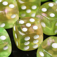 Thumbnail for 16mm Yellow & Green Acrylic with Glitter - 6pcs D6 RPG Dice Set