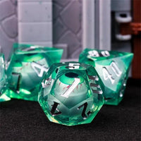 Thumbnail for Eye Ball in Green Filled Sharp Resin - 7pcs RPG Dice Set