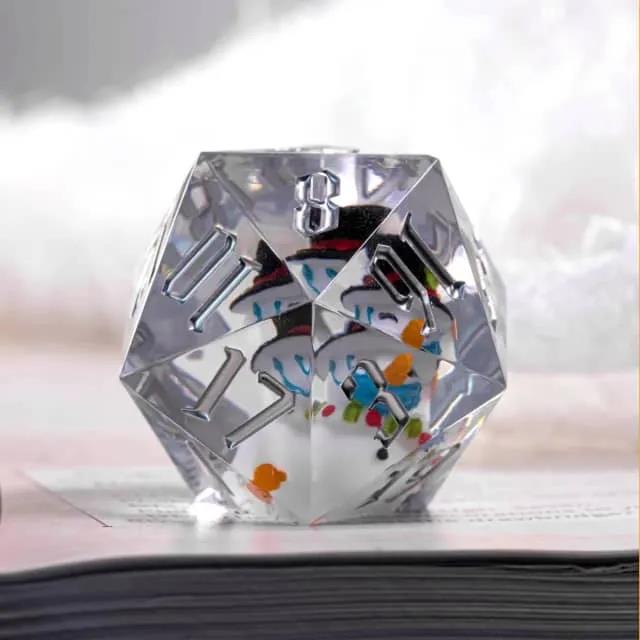 Snowman in Clear Sharp Resin - D20 RPG Dice