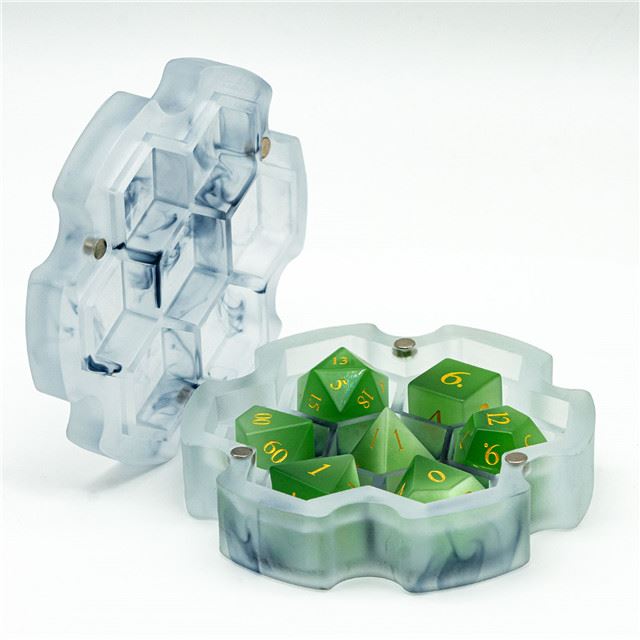 Frosted Black & White Resin with 7 Slots - Dice Storage