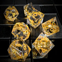Thumbnail for Gold Ring in Black & Clear Filled Sharp Resin - 7pcs RPG Dice Set