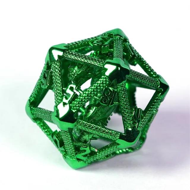 Dragon in Green Metal - Hollow D20 RPG Dice