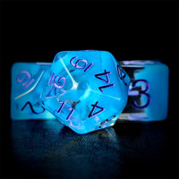 Thumbnail for Sky Blue Swirl in Clear Resin - 7pcs RPG Full Dice Set