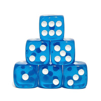Thumbnail for 30pcs D6 16mm Dice Acrylic Pips White Font Clear Light Blue