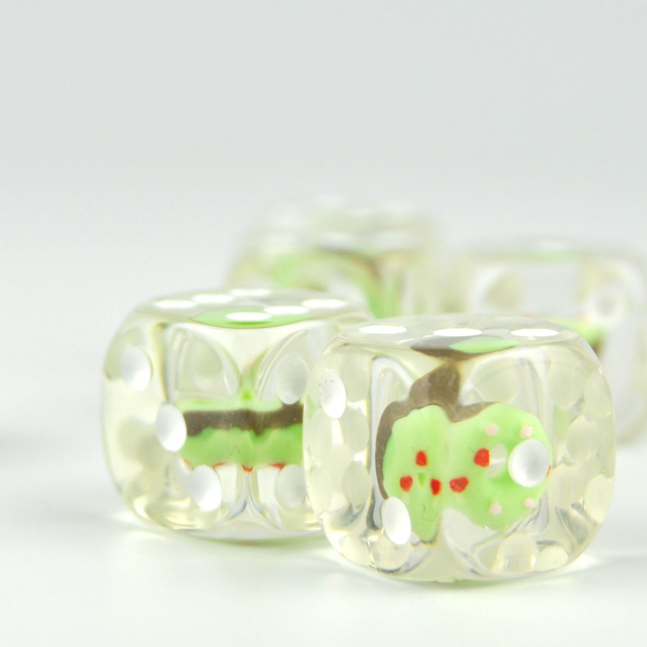 Green Donut in Clear Resin - 6pcs D6 RPG Dice Set