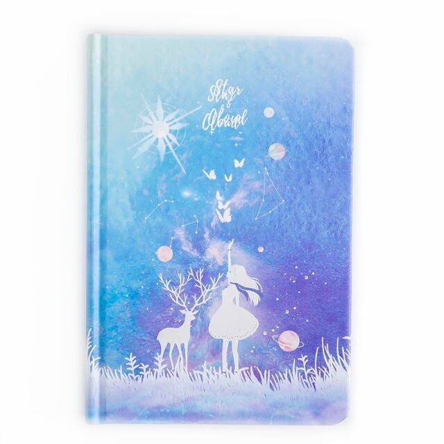 Starlight Stag Girl on Blue - B6 Hardback Notebook
