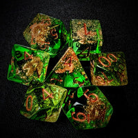 Thumbnail for Anchor in Clear & Green Resin - 7pcs RPG Full Dice Set