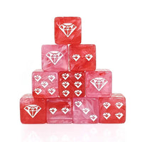Thumbnail for 6pcs D6 16mm Dice Acrylic Swirl Diamond Pip White Font Pink Red
