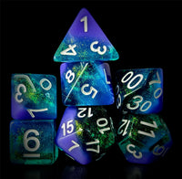 Thumbnail for Layered Purple & Teal with Shimmer Resin - 7pcs RPG Full Dice Set