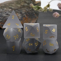 Thumbnail for Frosted Grey Cat Eye Gemstone - 7pcs RPG Dice Set