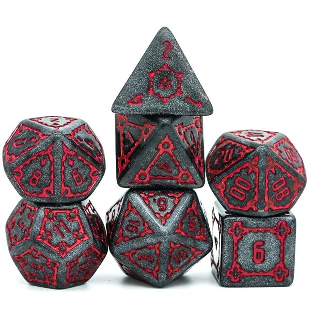 Castle on Grey Resin - 7pcs RPG Oversized Dice Set