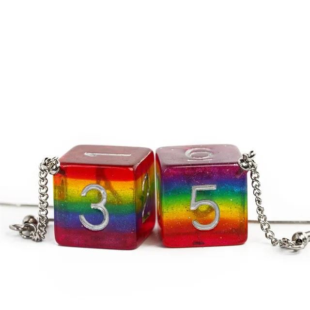 Rainbow Resin - D6 Earings