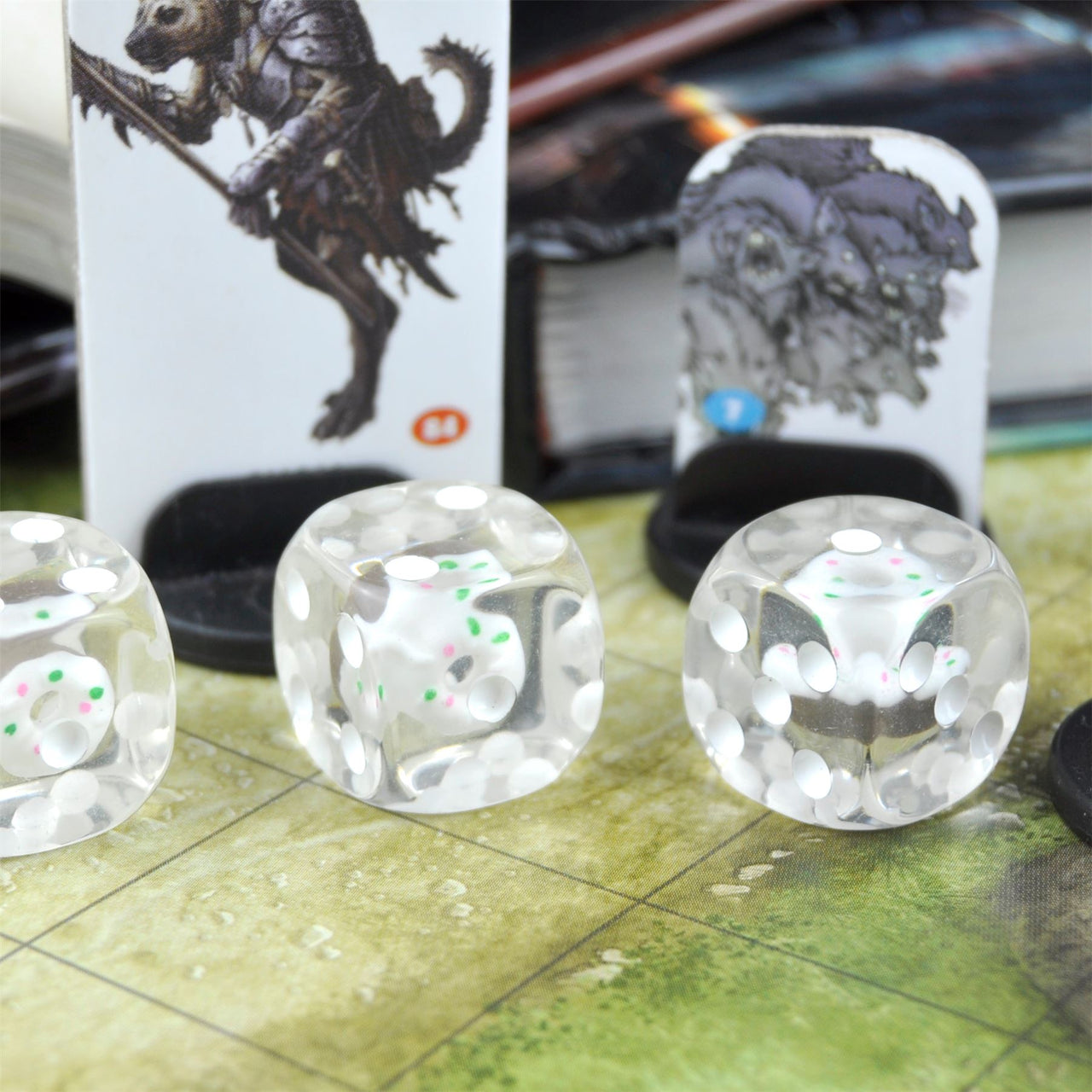 White Donut in Clear Resin - 6pcs D6 RPG Dice Set