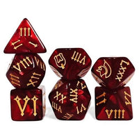 Thumbnail for 7pcs Dice Acrylic Silk Roman Numeral Gold Font Red