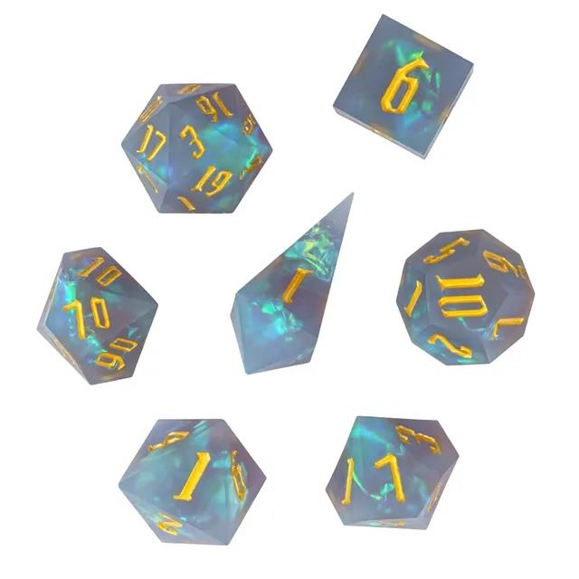 Candy in Grey Frosted Sharp Resin - 7pcs RPG Dice Set