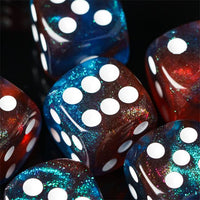 Thumbnail for 16mm Red & Blue Acrylic with Glitter - 6pcs D6 RPG Dice Set