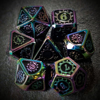 Thumbnail for Gear in Black Enamel Rainbow Metal - 7pcs RPG Dice Set